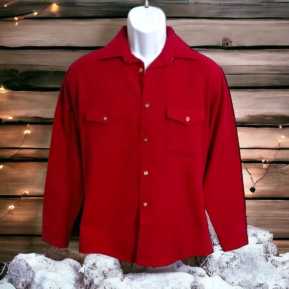 Vintage Sugarbush Chamois Shirt M Mens Red Flannel USA 70s 80s Button Front - Picture 1 of 14